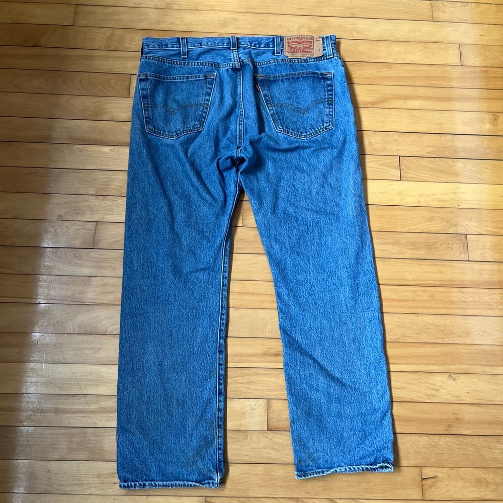 Levis 501 Jeans Mens W38 L30 Blue Straight Leg Button Fly Denim XX - Picture 2 of 7